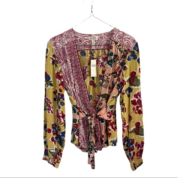 Anthropologie Tops - Anthropologie Boho Floral Patchwork Open Front Top
